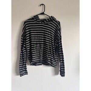 American Eagle Soft & Sexy Plush Black White Striped Sweater Size L